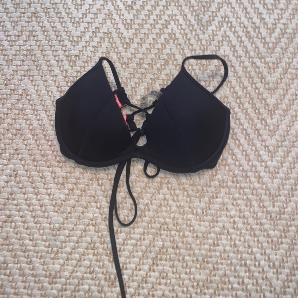 VS pink black bathing suit push up top